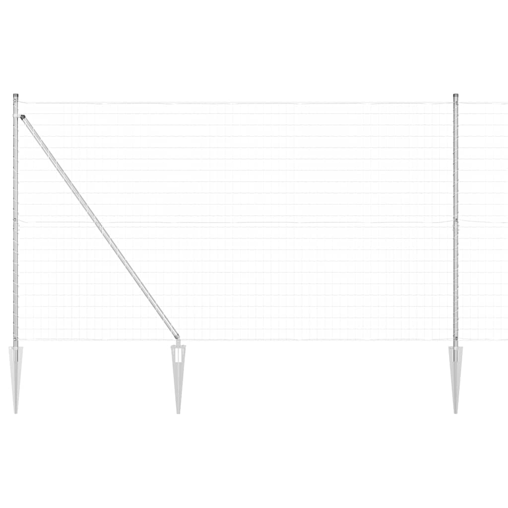 Zaun mit Pfosten Silber 1,5 x 10 m Stahl