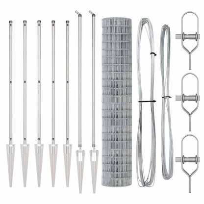 Zaun mit Pfosten Silber 1,5 x 10 m Stahl