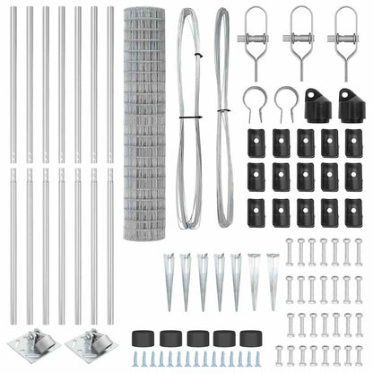 Zaun mit Pfosten Silber 1,5 x 10 m Stahl