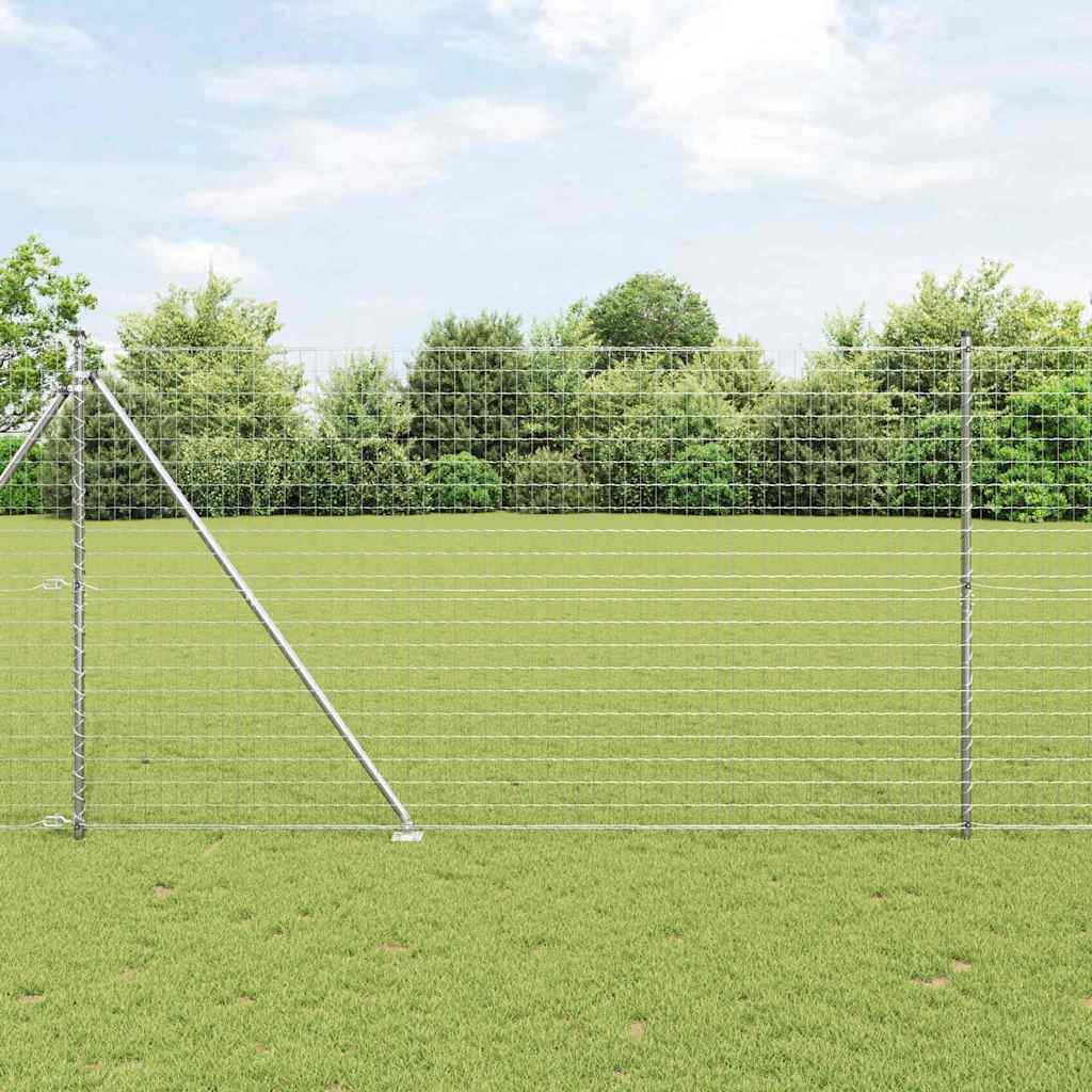 vidaXL Zaun mit Pfosten Silber 1,6 x 10 m Stahl