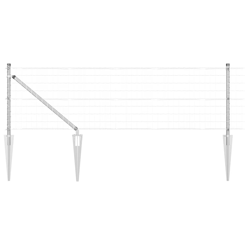 Zaun mit Pfosten Silber 0,6 x 10 m Stahl