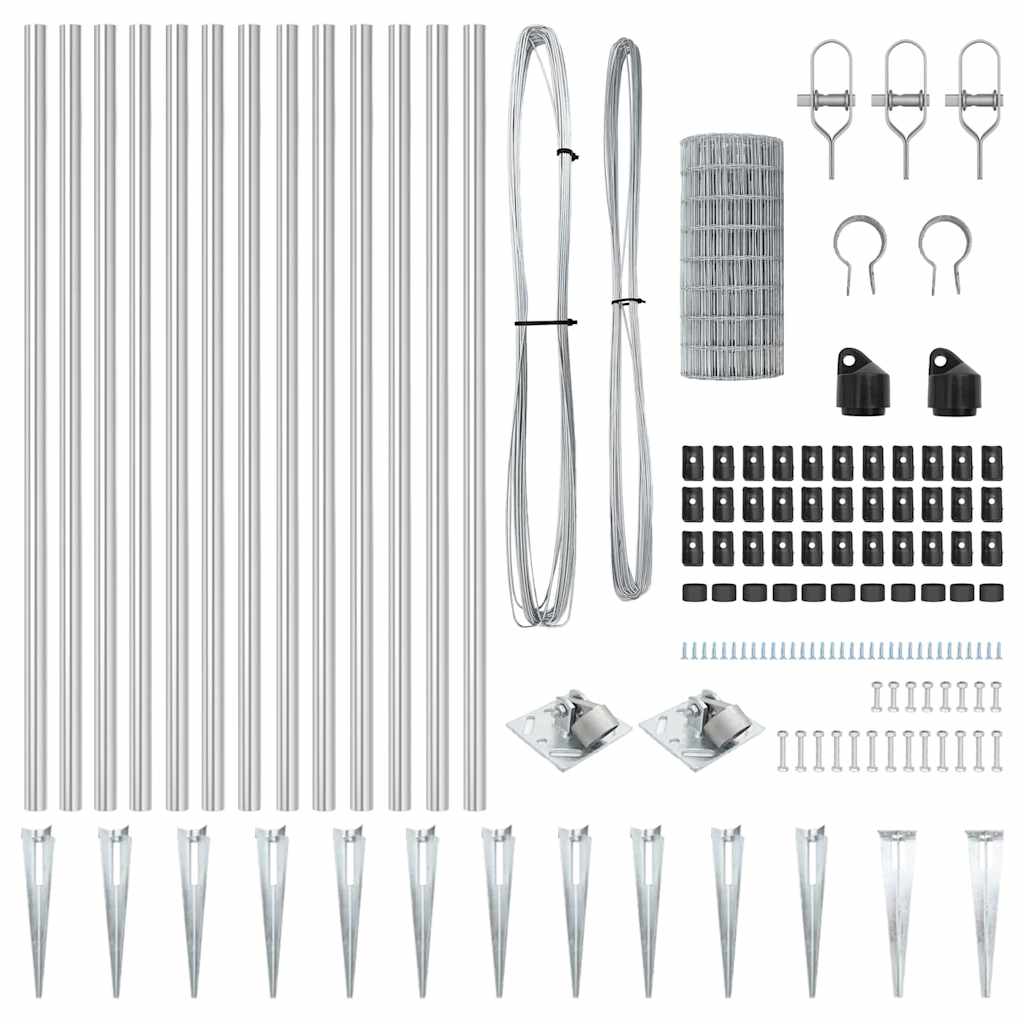 Zaun mit Pfosten Silber 0,8 x 10 m Stahl