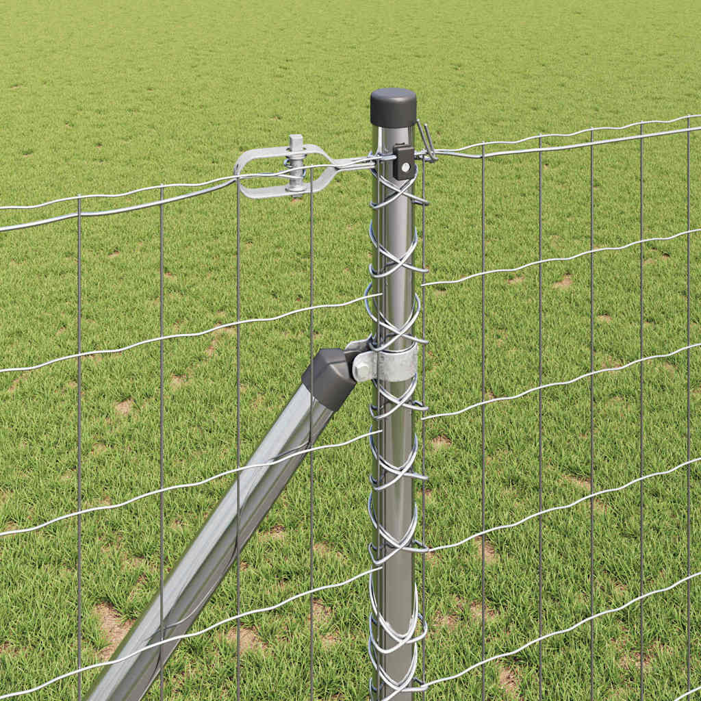 Zaun mit Pfosten Silber 1,2 x 10 m Stahl