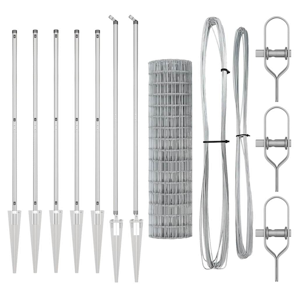 Zaun mit Pfosten Silber 1,2 x 10 m Stahl