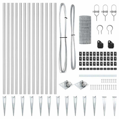 Zaun mit Pfosten Silber 0,8 x 10 m Stahl