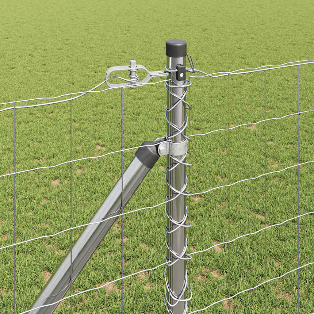 vidaXL Zaun mit Pfosten Silber 1,4 x 10 m Stahl