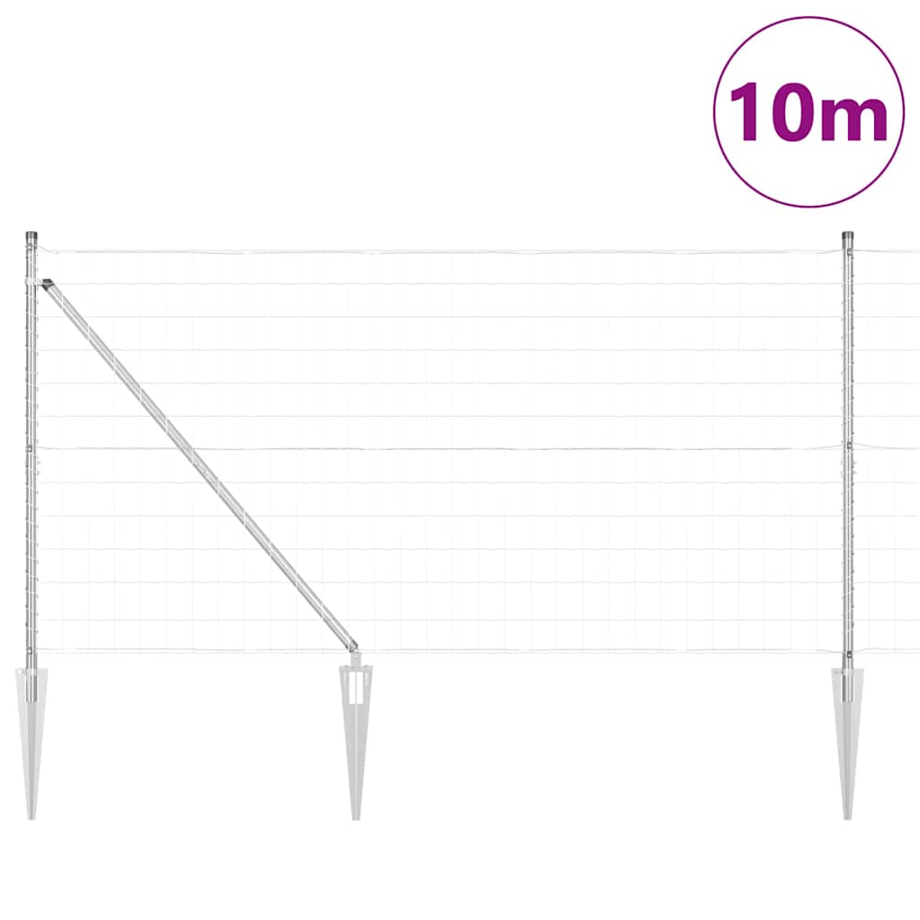 vidaXL Zaun mit Pfosten Silber 1,4 x 10 m Stahl