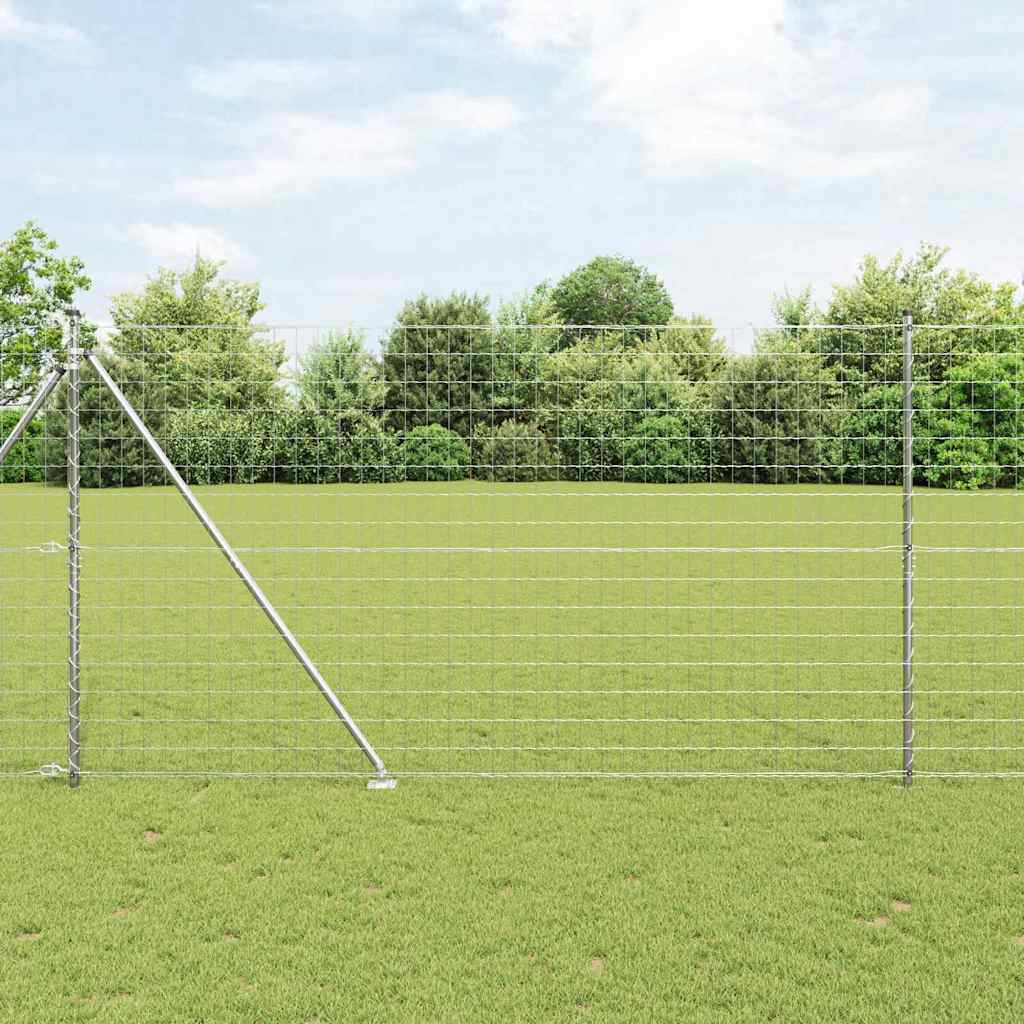 vidaXL Zaun mit Pfosten Silber 1,5 x 10 m Stahl