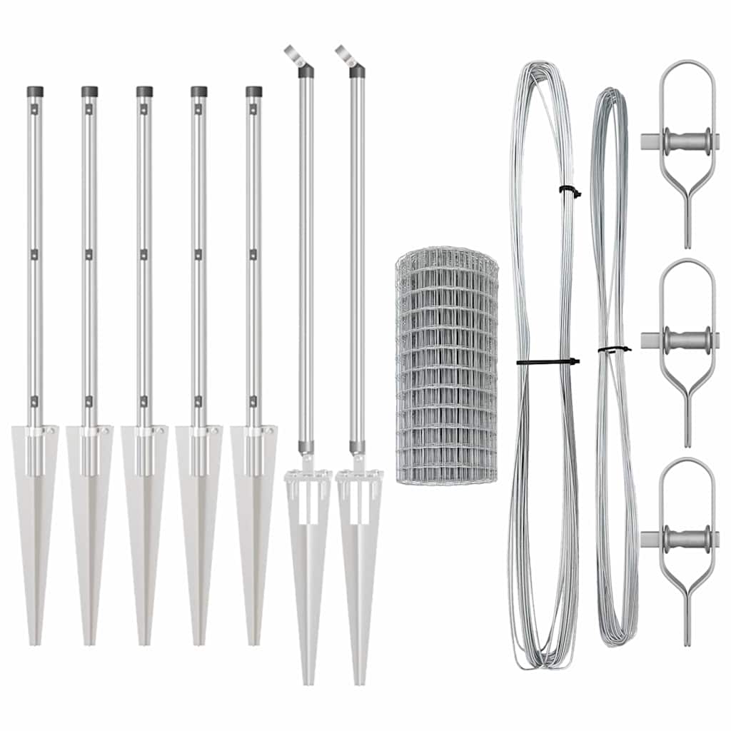 Zaun mit Pfosten Silber 0,4 x 10 m Stahl