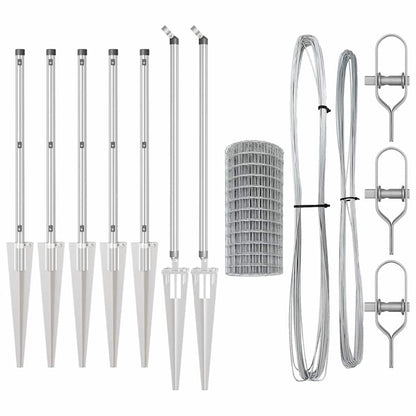 Zaun mit Pfosten Silber 1 x 10 m Stahl