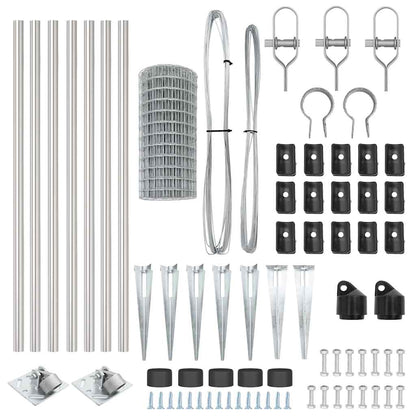 vidaXL Zaun mit Pfosten Silber 1 x 10 m Stahl