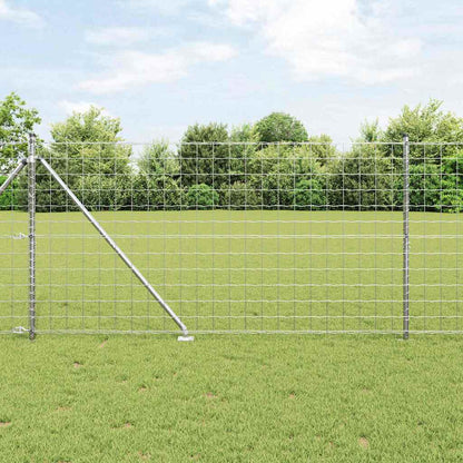 vidaXL Zaun mit Pfosten Silber 1,4 x 10 m Stahl
