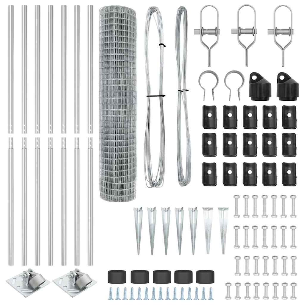 vidaXL Zaun mit Pfosten Silber 1,5 x 10 m Stahl