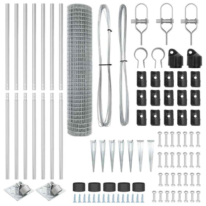Zaun mit Pfosten Silber 1,6 x 10 m Stahl