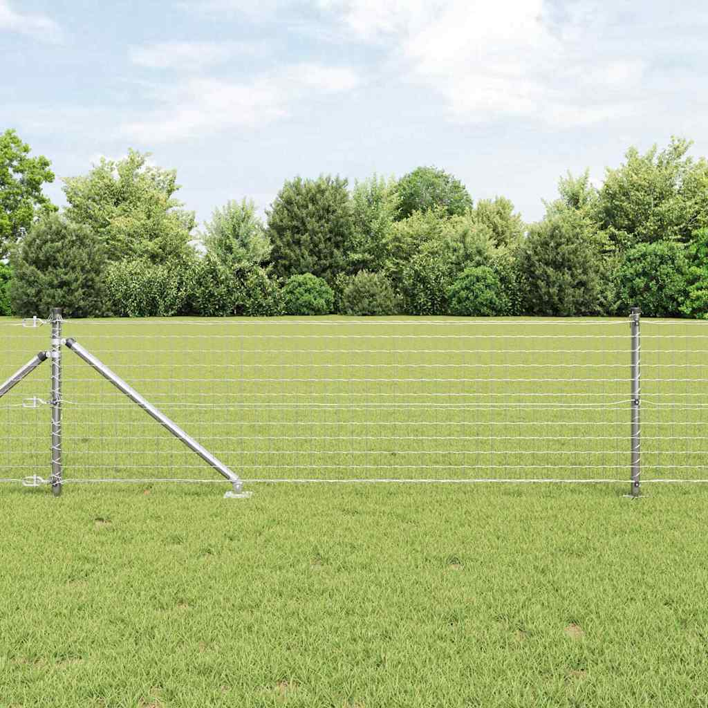 vidaXL Zaun mit Pfosten Silber 0,4 x 25 m Stahl