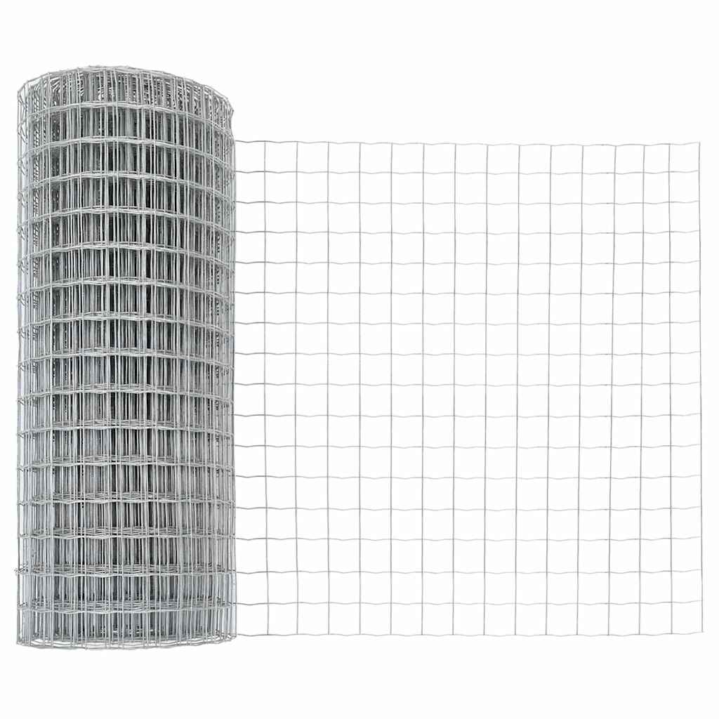 vidaXL Zaun mit Pfosten Silber 0,4 x 25 m Stahl
