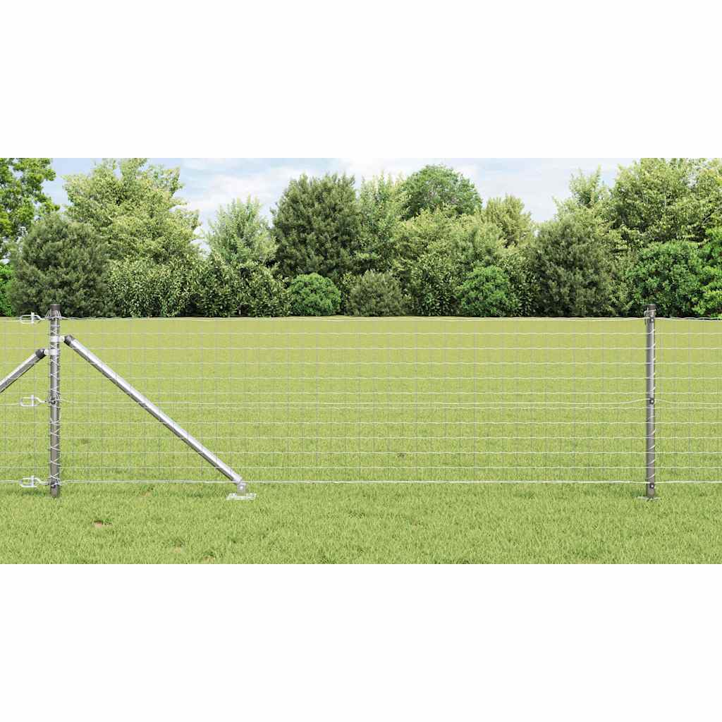 vidaXL Zaun mit Pfosten Silber 0,6 x 25 m Stahl