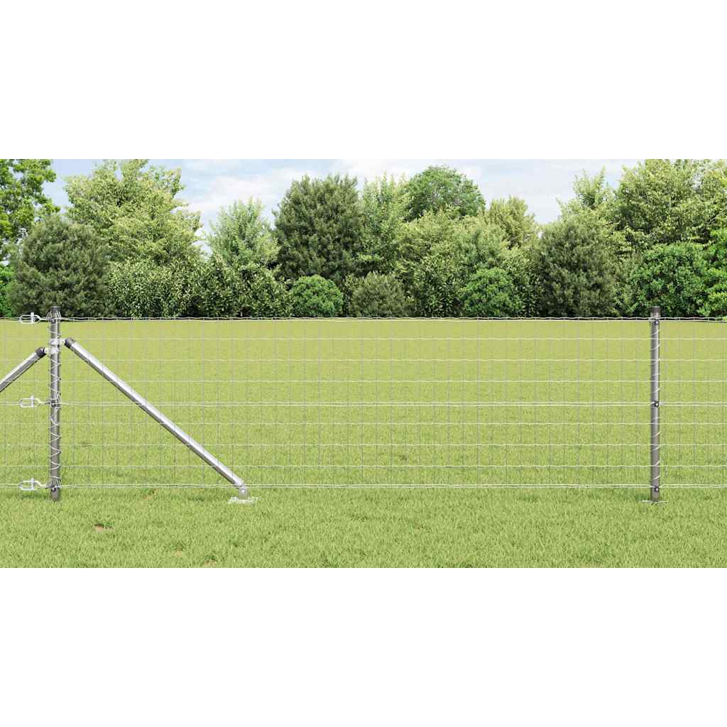 vidaXL Zaun mit Pfosten Silber 0,4 x 25 m Stahl