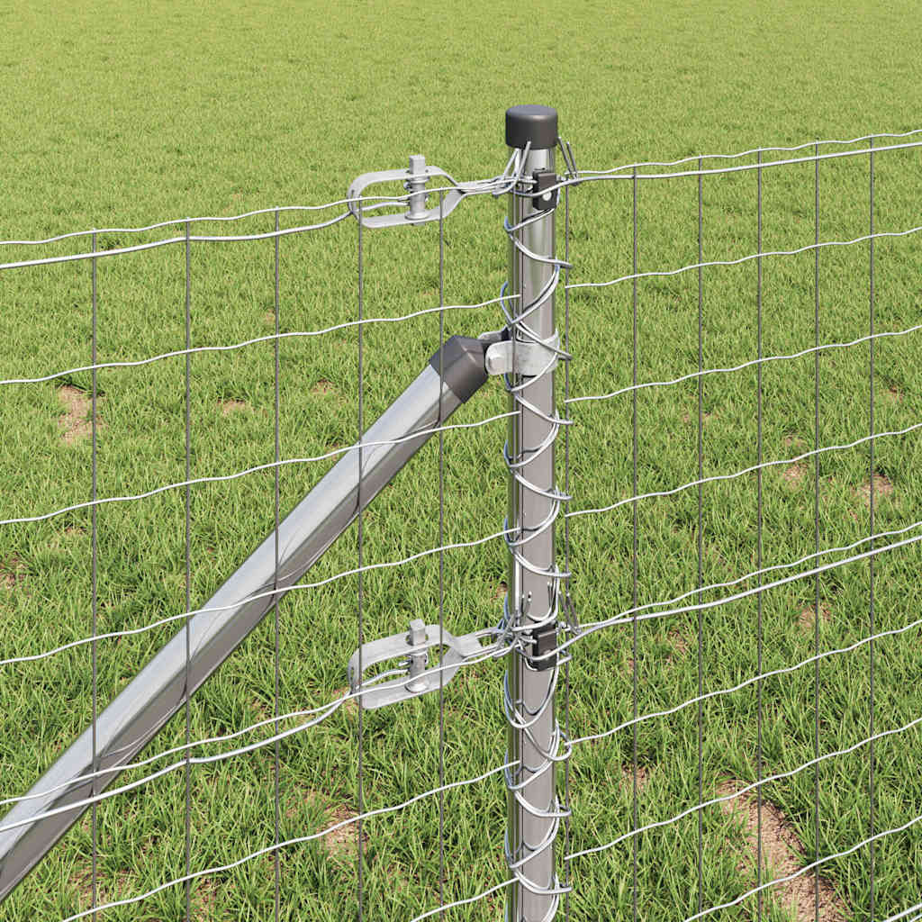 vidaXL Zaun mit Pfosten Silber 1 x 25 m Stahl