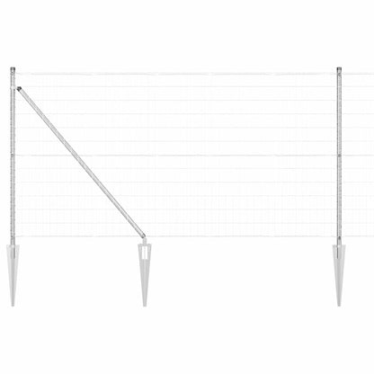 Zaun mit Pfosten Silber 1 x 25 m Stahl