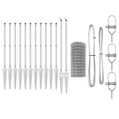 Zaun mit Pfosten Silber 1 x 25 m Stahl