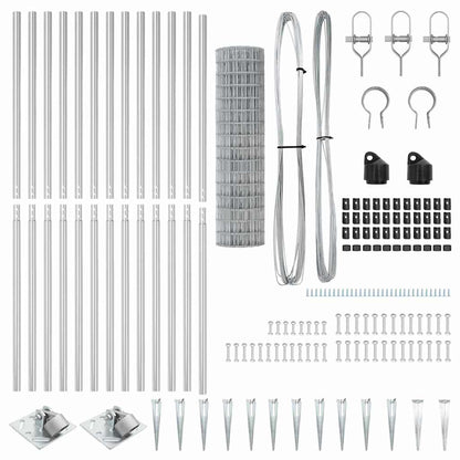 vidaXL Zaun mit Pfosten Silber 1,2 x 25 m Stahl
