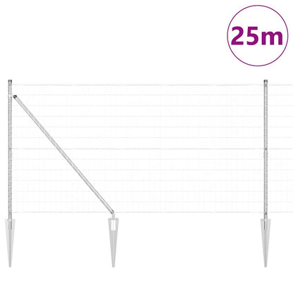 vidaXL Zaun mit Pfosten Silber 1,2 x 25 m Stahl