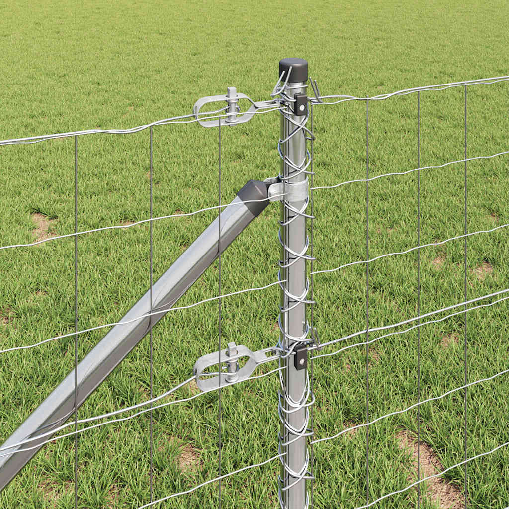 Zaun mit Pfosten Silber 0,8 x 25 m Stahl