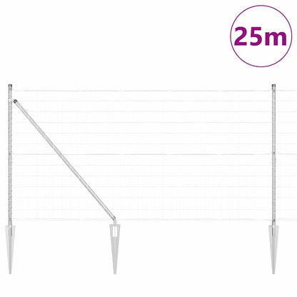 vidaXL Zaun mit Pfosten Silber 1,2 x 25 m Stahl