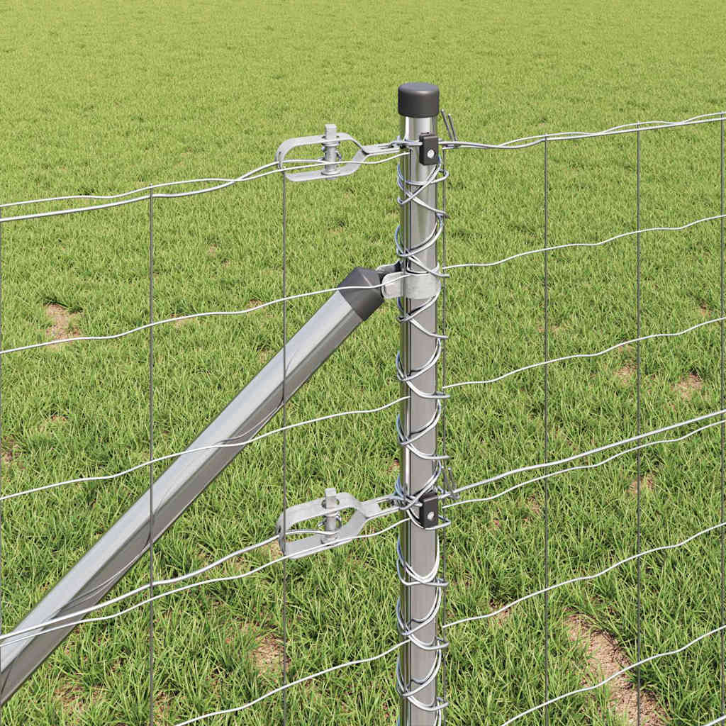 Zaun mit Pfosten Silber 0,4 x 25 m Stahl