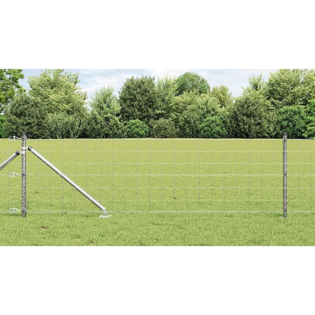 vidaXL Zaun mit Pfosten Silber 0,8 x 25 m Stahl