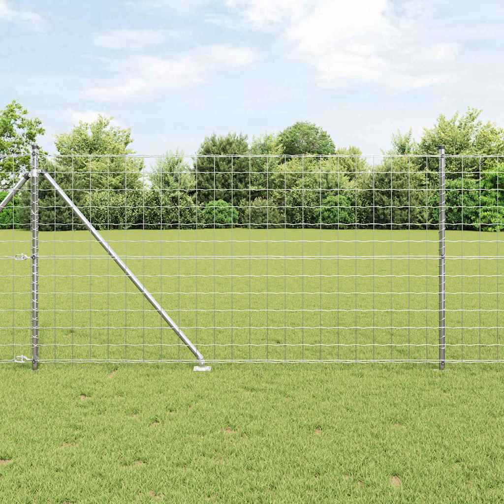 vidaXL Zaun mit Pfosten Silber 1 x 25 m Stahl
