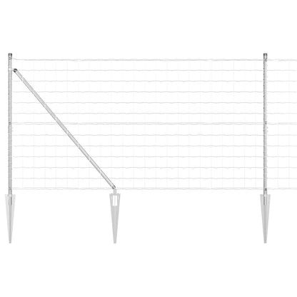 Zaun mit Pfosten Silber 1,2 x 25 m Stahl
