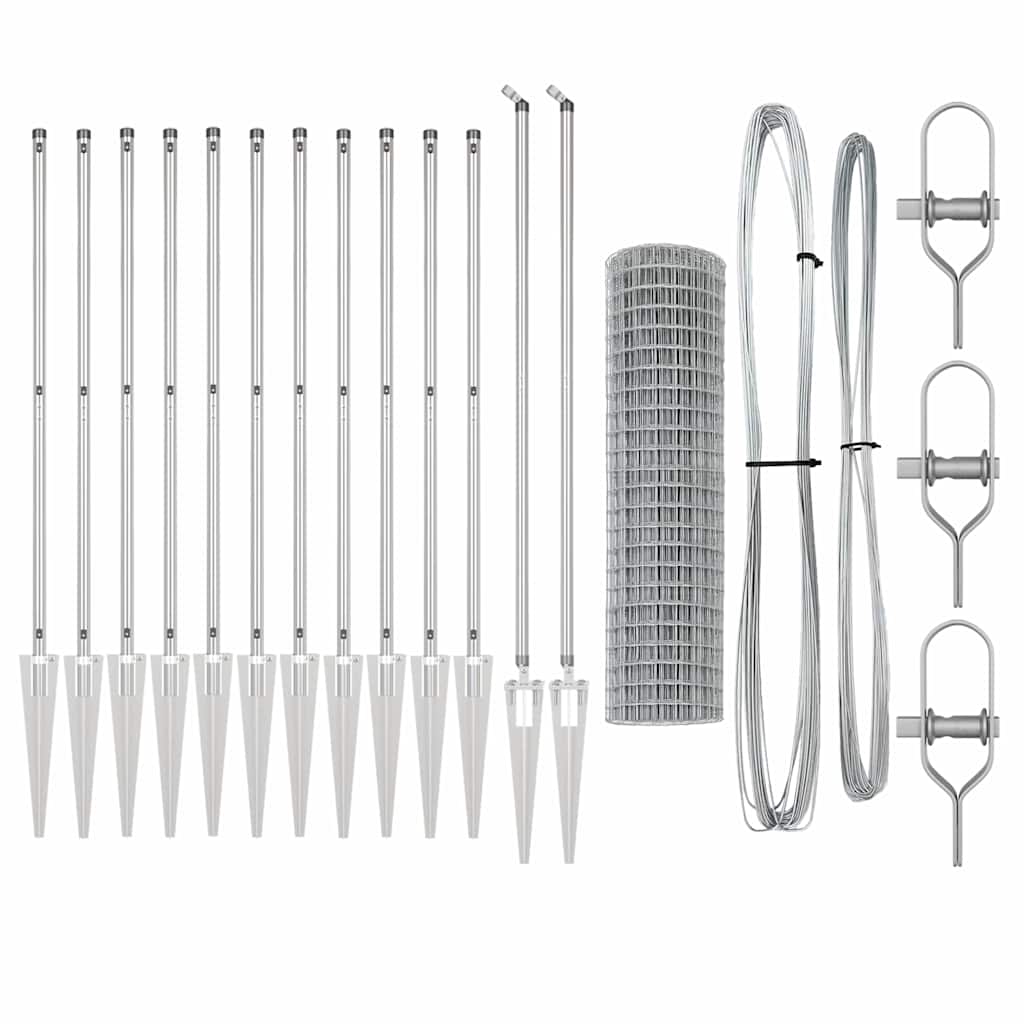 Zaun mit Pfosten Silber 1,2 x 25 m Stahl