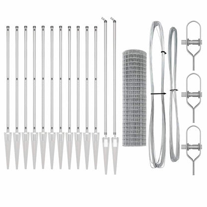 Zaun mit Pfosten Silber 1,2 x 25 m Stahl