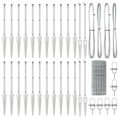 Zaun mit Pfosten Silber 0,4 x 50 m Stahl