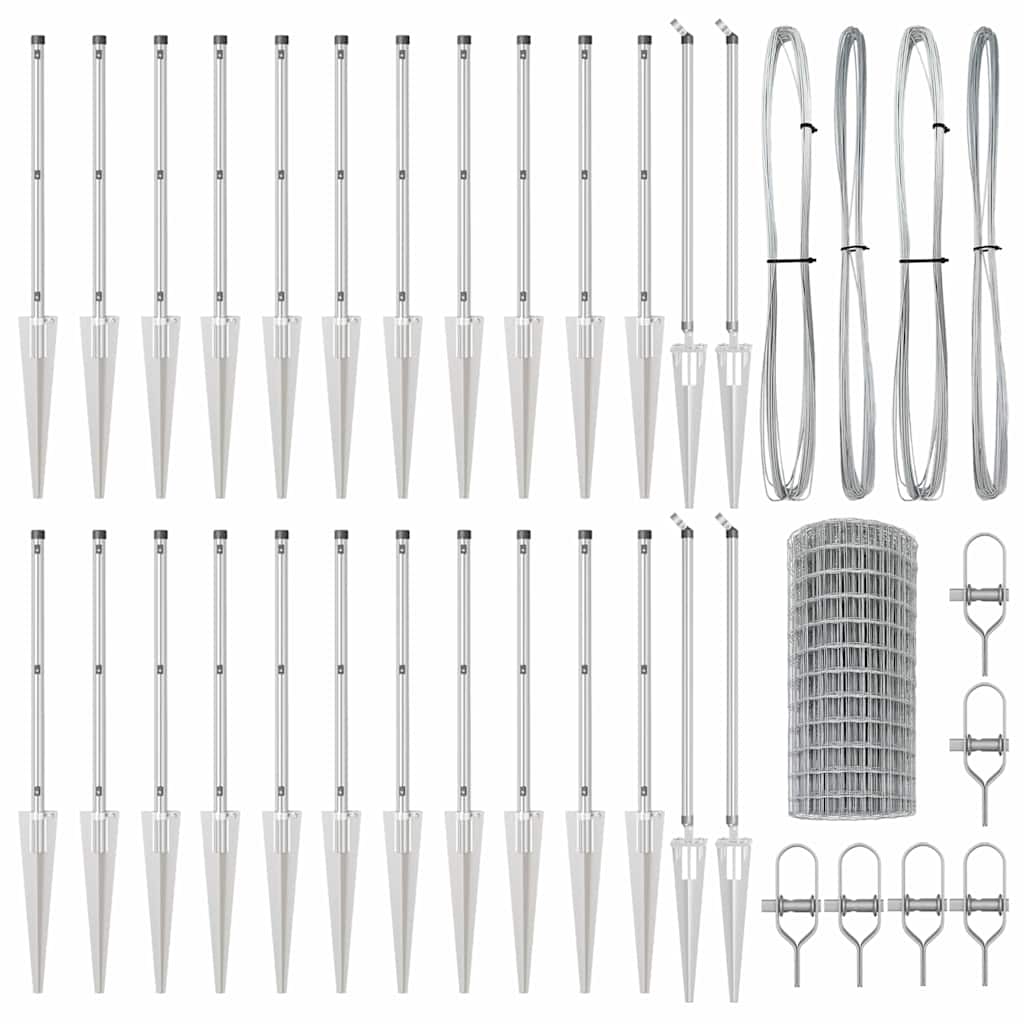 vidaXL Zaun mit Pfosten Silber 0,6 x 50 m Stahl