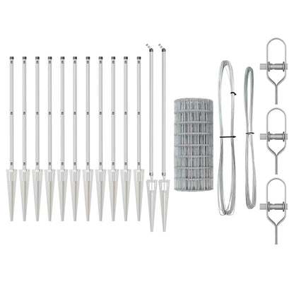 Zaun mit Pfosten Silber 0,4 x 10 m Stahl