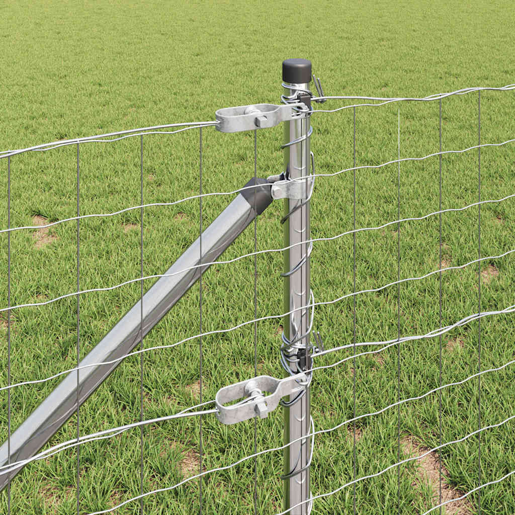 vidaXL Zaun mit Pfosten Silber 0,8 x 10 m Stahl