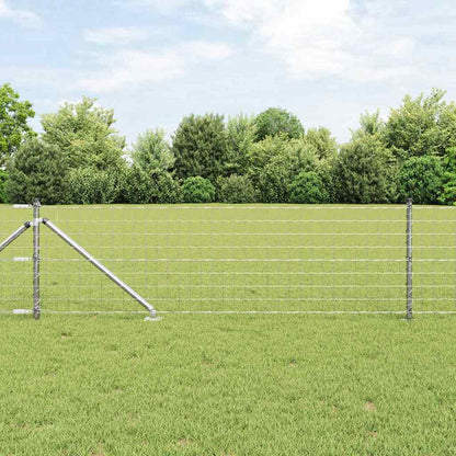 vidaXL Zaun mit Pfosten Silber 0,8 x 10 m Stahl