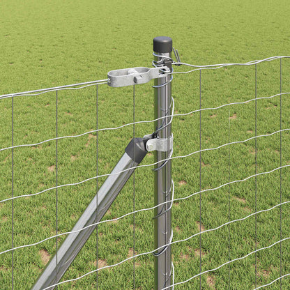 Zaun mit Pfosten Silber 1,2 x 10 m Stahl