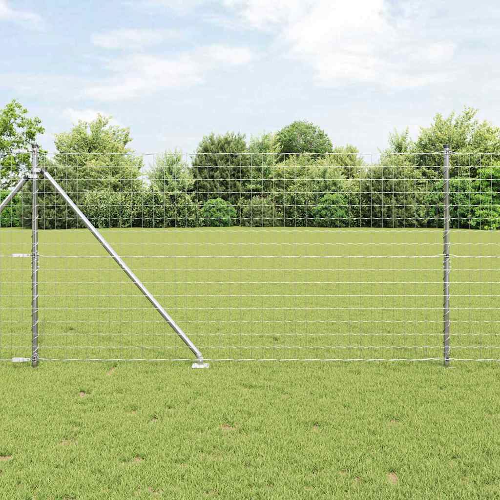 vidaXL Zaun mit Pfosten Silber 1,4 x 10 m Stahl