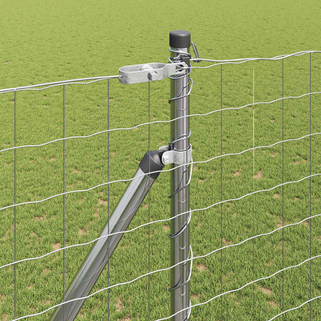 Zaun mit Pfosten Silber 1,5 x 10 m Stahl