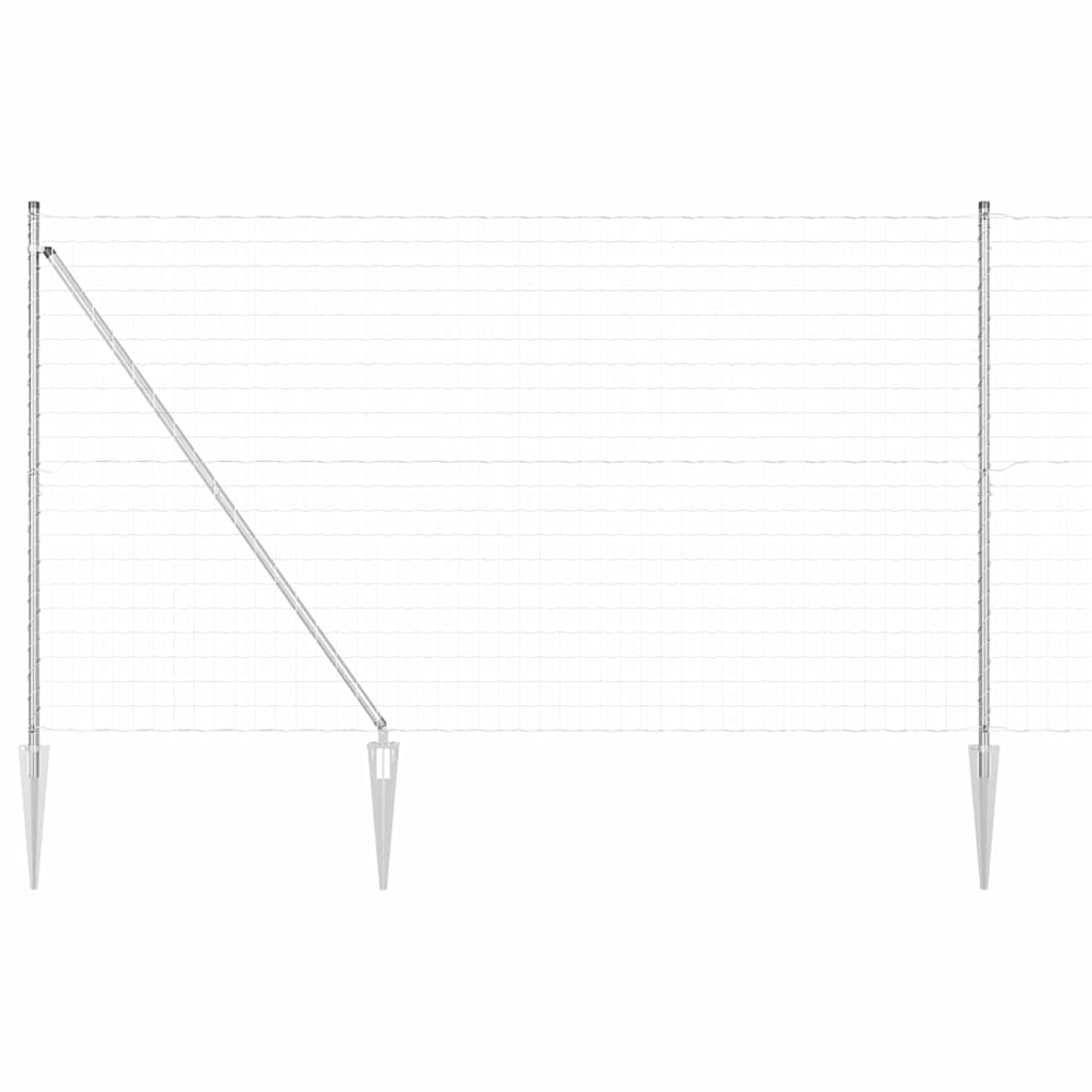 Zaun mit Pfosten Silber 1,5 x 10 m Stahl