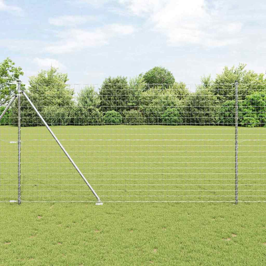 vidaXL Zaun mit Pfosten Silber 1,6 x 10 m Stahl