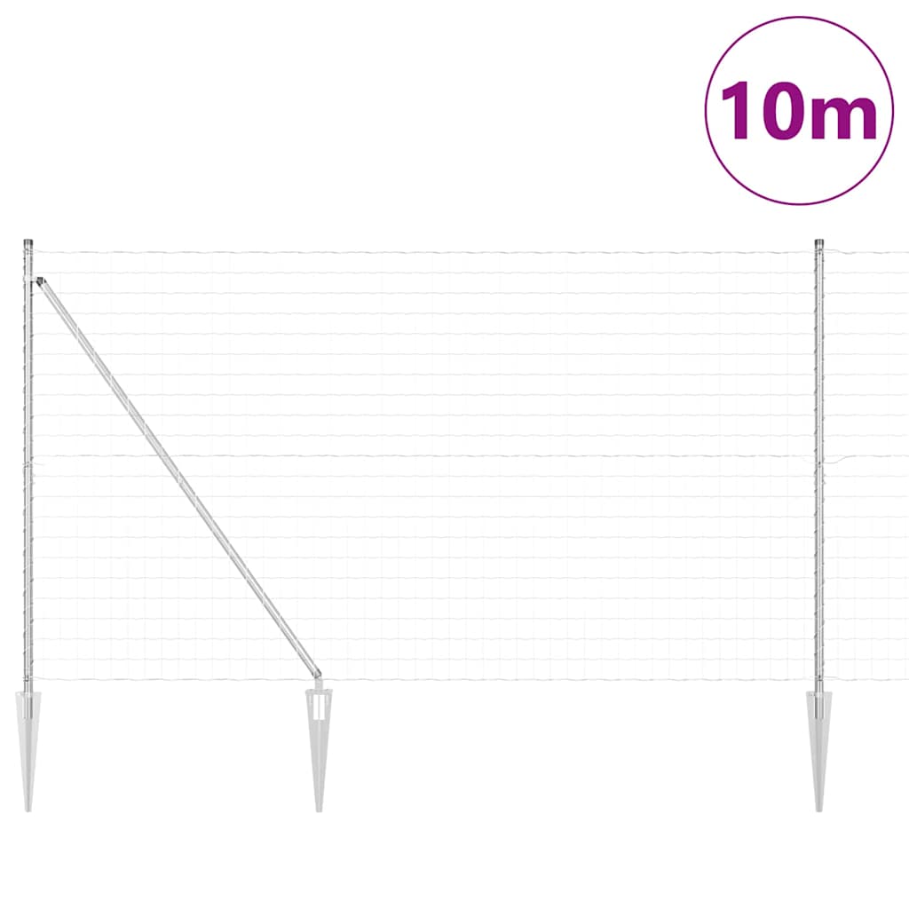 vidaXL Zaun mit Pfosten Silber 1,6 x 10 m Stahl