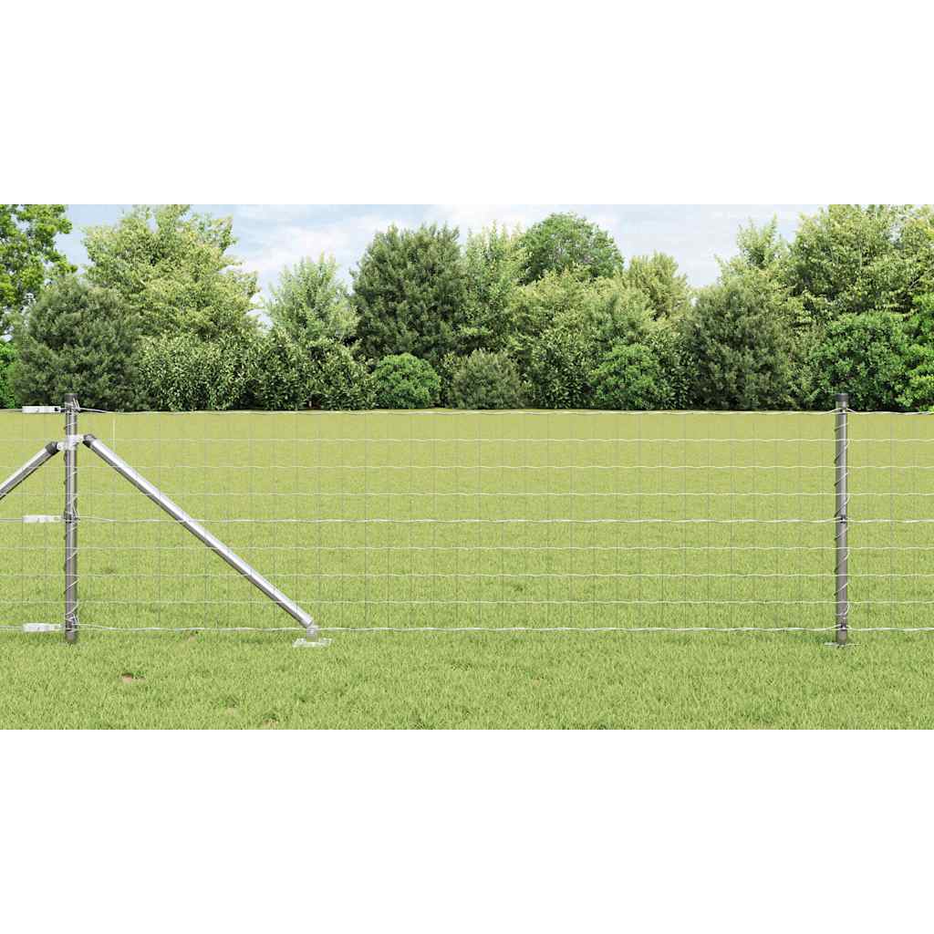 vidaXL Zaun mit Pfosten Silber 0,4 x 25 m Stahl