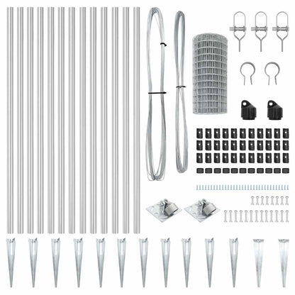 vidaXL Zaun mit Pfosten Silber 0,4 x 25 m Stahl