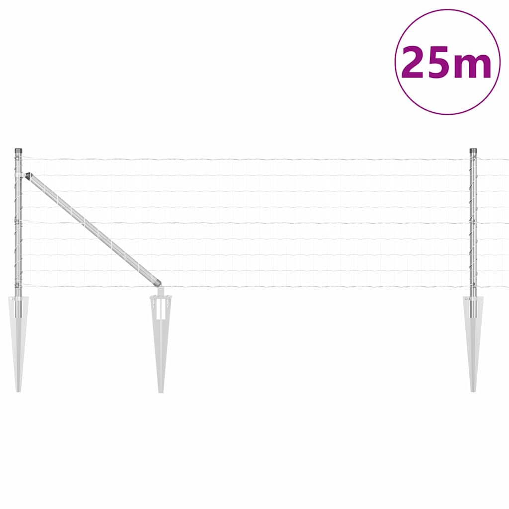 vidaXL Zaun mit Pfosten Silber 0,6 x 25 m Stahl
