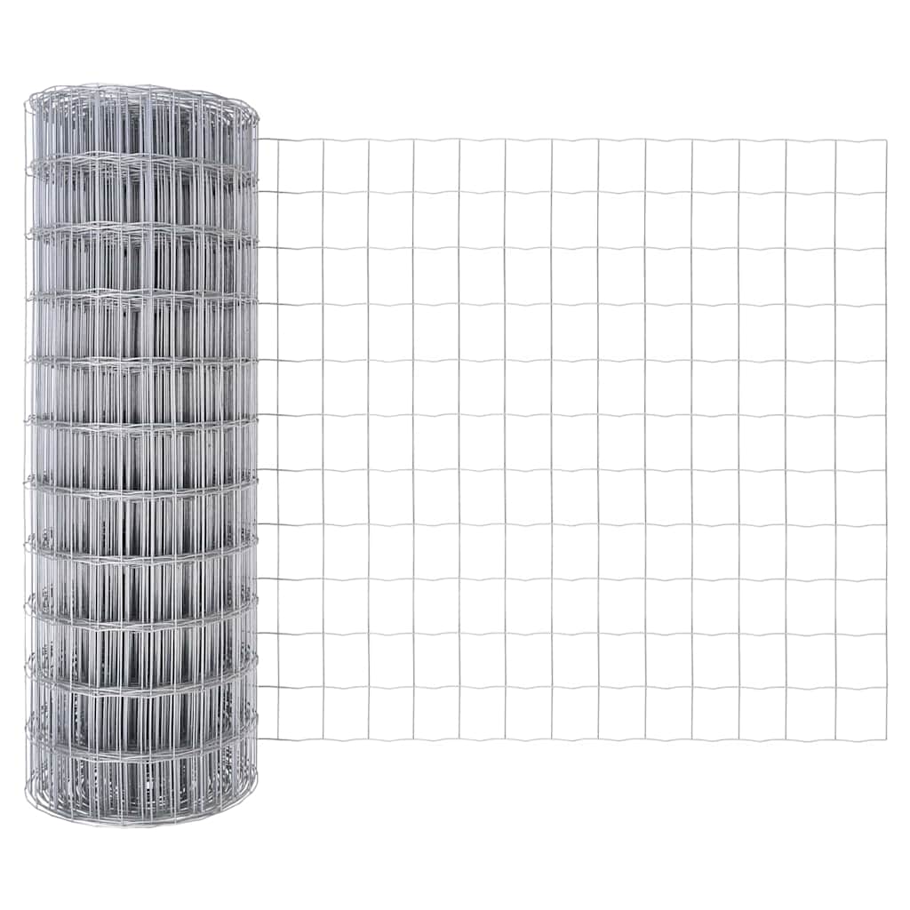 Zaun mit Pfosten Silber 1 x 25 m Stahl